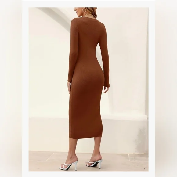 MIROL Women's V-Neck Bodycon Sweater Dress #1094 - Picture 6 of 12